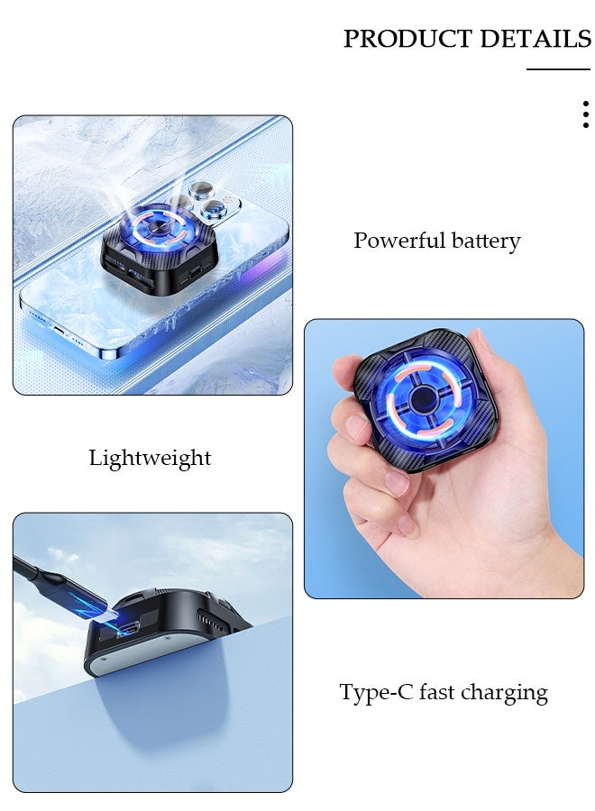 DUNISO رقاقة تبريد مغناطيسية شبه موصلة للبث المباشر والألعاب، مروحة تبريد سريعة للهاتف مع أضواء RGB وشحن سريع، مشعاع الهاتف المحمول لألعاب الهاتف المحمول TikTok Live Strea - Image 2